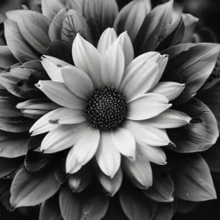 black and white flower png