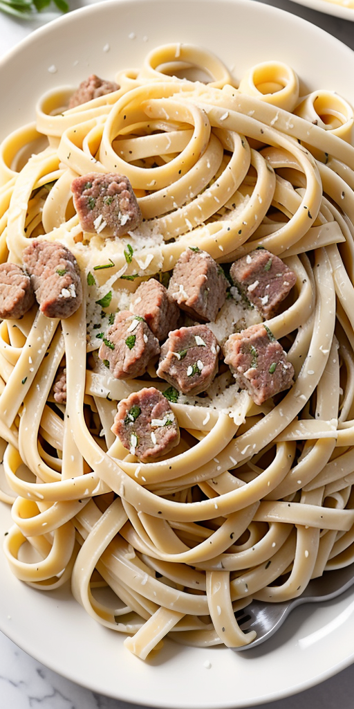 fettuccine alfredo with ground beef