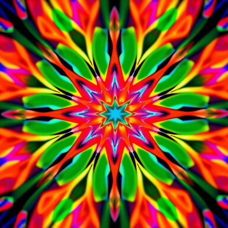 Generate an abstract geometric pattern with vibrant colors, using a DSLR camera with a 50mm lens, aperture f/1.8, ISO 200, captured from a close-up view with a shallow depth of field.
