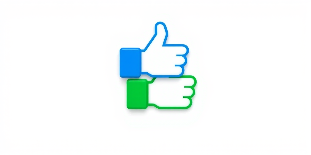 Create a high-resolution image of three hexagonal thumbs-up icons stacked vertically: the top icon in red, the middle in blue, and the bottom in green, with a clean white background; use a DSLR camera with a focal length of 50mm, aperture set to f/8, and ISO 100 for optimal sharpness and clarity.