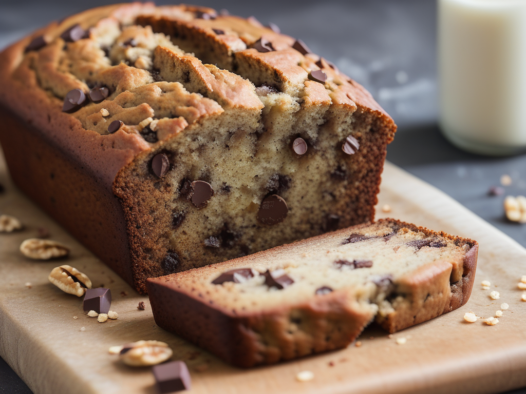 banana bread with chocolate chips and walnuts
