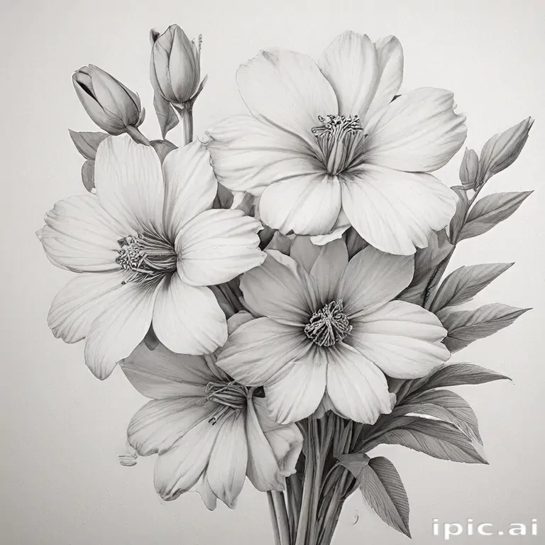 pencil drawing flowers