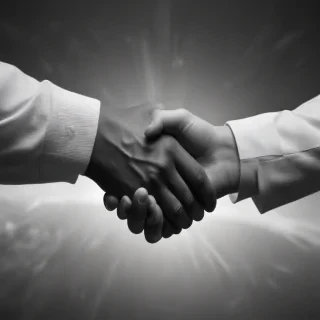 handshake black and white