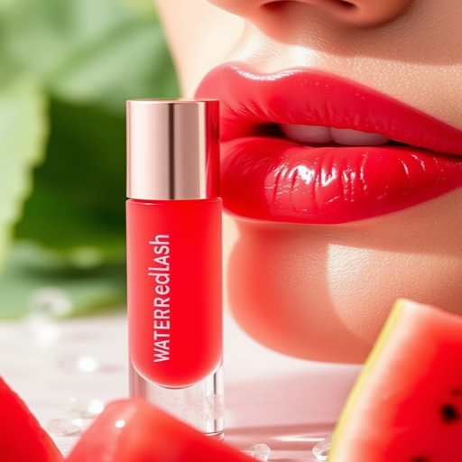 Refreshing "Watermelon Splash" lip oil combining nourishing ingredients with a juicy tint of color, leaving lips looking plump, healthy, and naturally enhanced