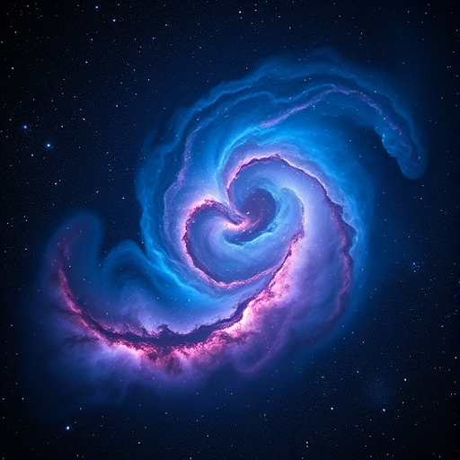 Create a vibrant cosmic scene featuring swirling nebulae in shades of blue and purple, scattered bright stars across a dark background, captured with a wide-angle lens at f/2.8, ISO 800, shutter speed 15 seconds, using a digital mirrorless camera for enhanced clarity.