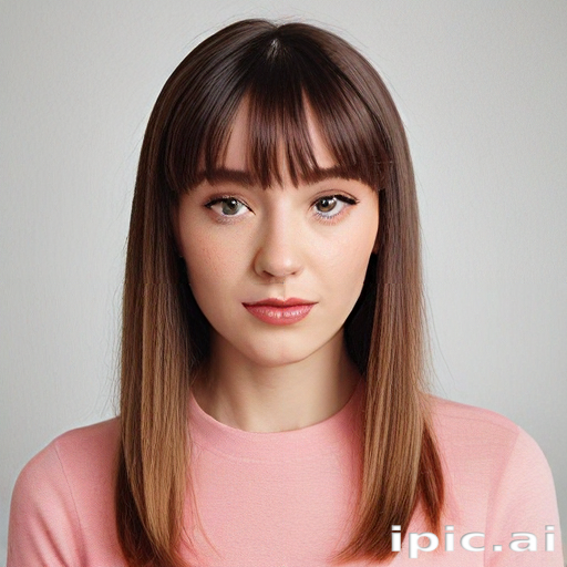 Portrait of a Young Woman with Long Hair and Bangs in Soft Lighting