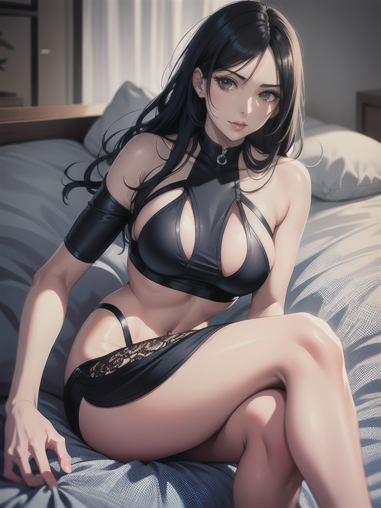 One piece anime babe nico robin taking off her bra laying on bed face down legs spread