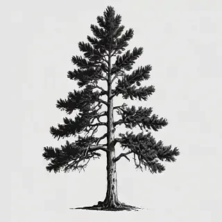 black and white pine tree clipart