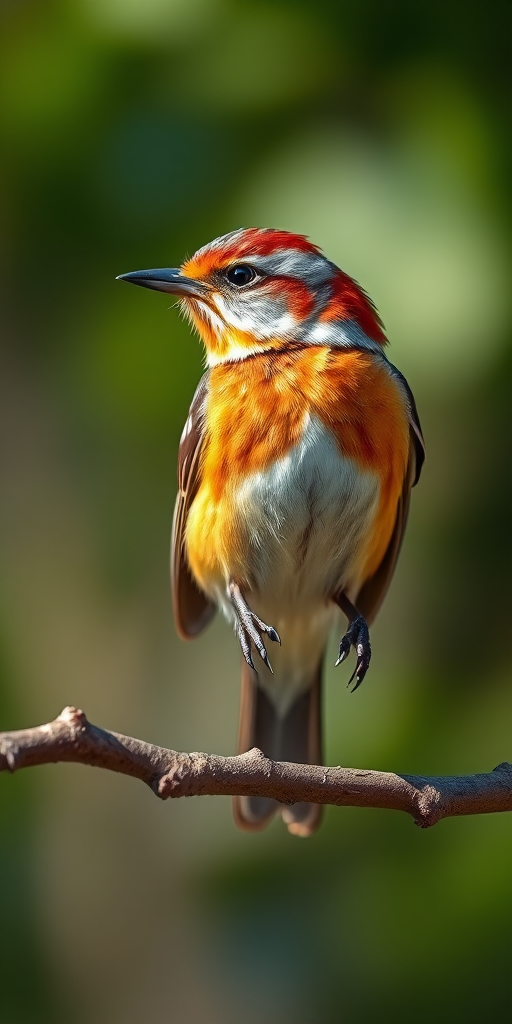 Create a high-resolution image of a bird perched on a branch, captured with a Canon EOS R5 at 85mm, f/4, ISO 200, utilizing natural lighting for sharp details and vibrant colors.