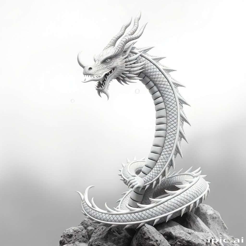 dragon black and white