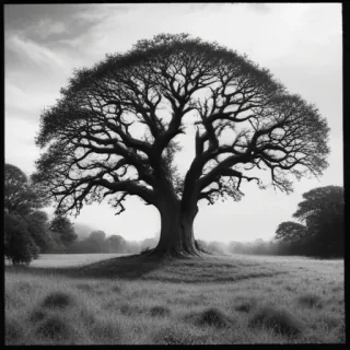 oak tree clipart black and white
