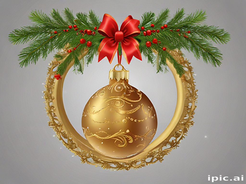 elegant-golden-christmas-ornament-surrounded-by-festive-greenery-and