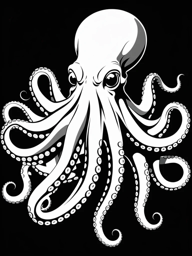 black and white octopus clipart