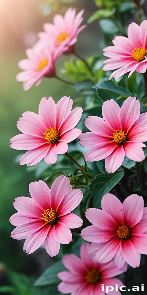 Beautiful Pink Flowers Blooming Vibrantly in a Lush Green Garden