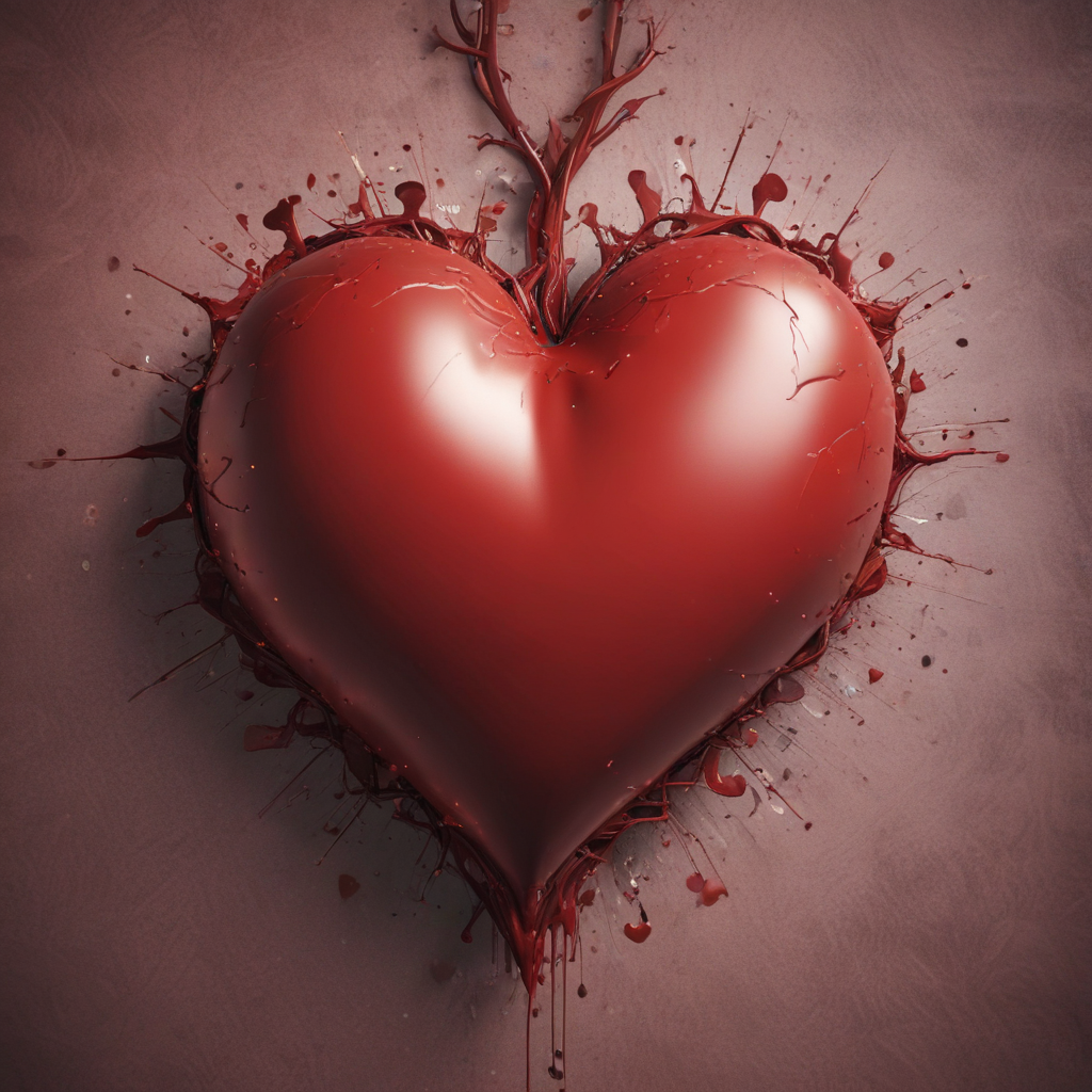 Vibrant Heart Surrounded by Splashes of Colorful Liquid Emotion and Passion