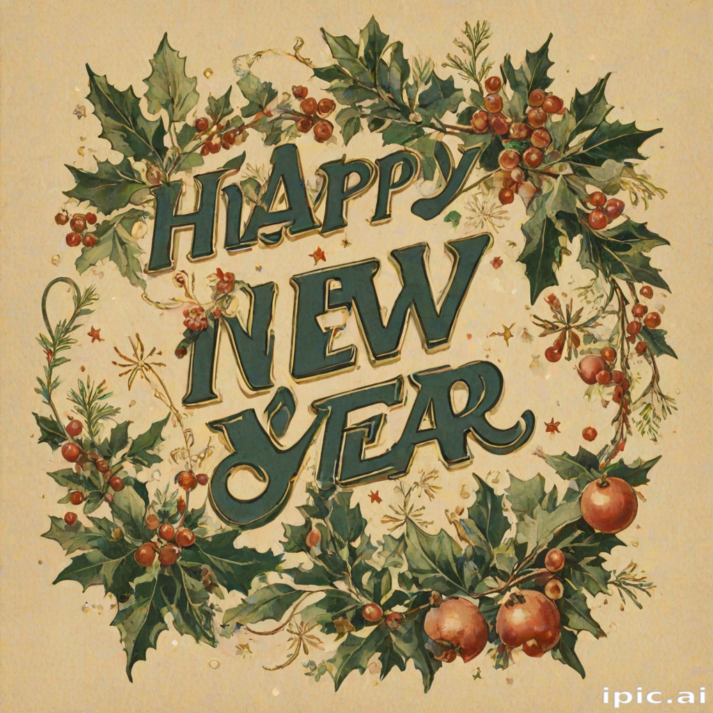 happy new year vintage