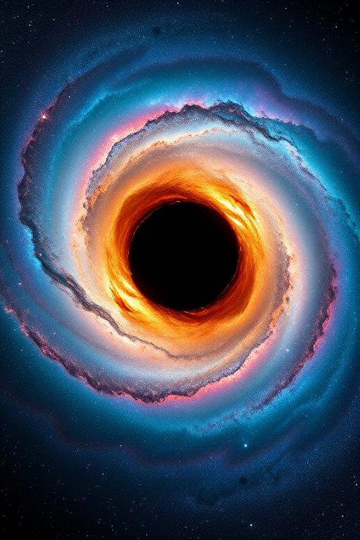 Create a stunning image of a vibrant galaxy with a brightly glowing black hole at its center, capturing the swirling colors and cosmic dust, using a DSLR camera with a 24mm f/1.4 lens, ISO 800, 30-second exposure, ultra-wide angle view, and astrophotography style for enhanced clarity and detail.