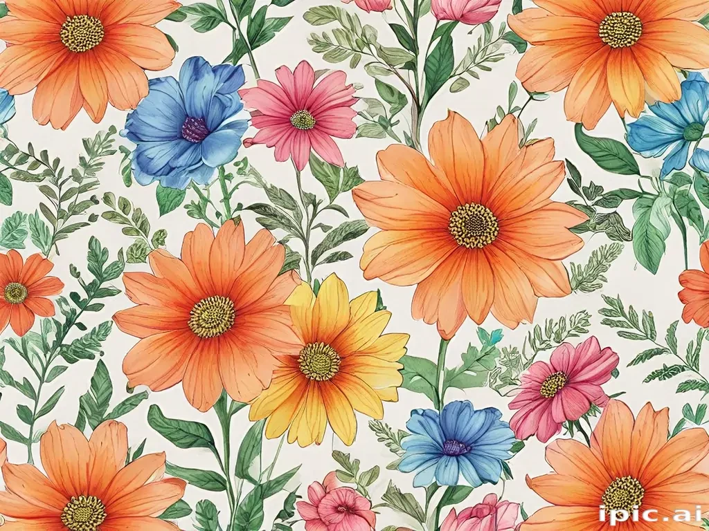 drawings of flowers in color