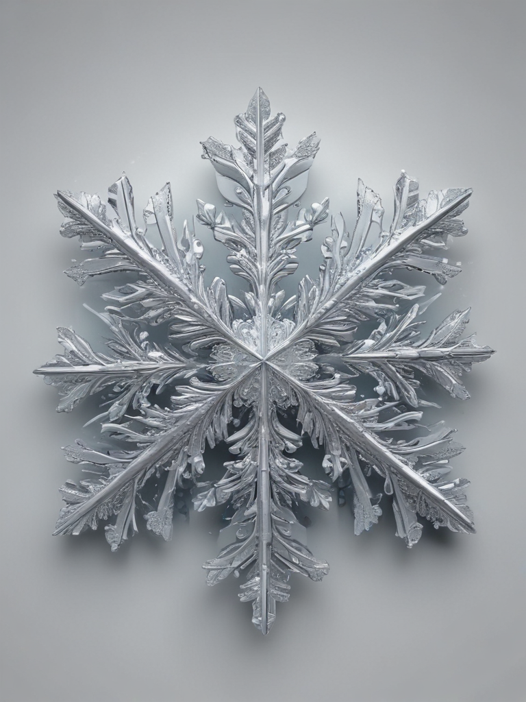 Intricate Silver Snowflake Design Captured Against a Soft Gray Background