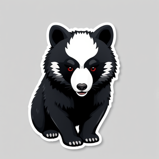 design sticker, 3D black and white karelian bear dog, grey background