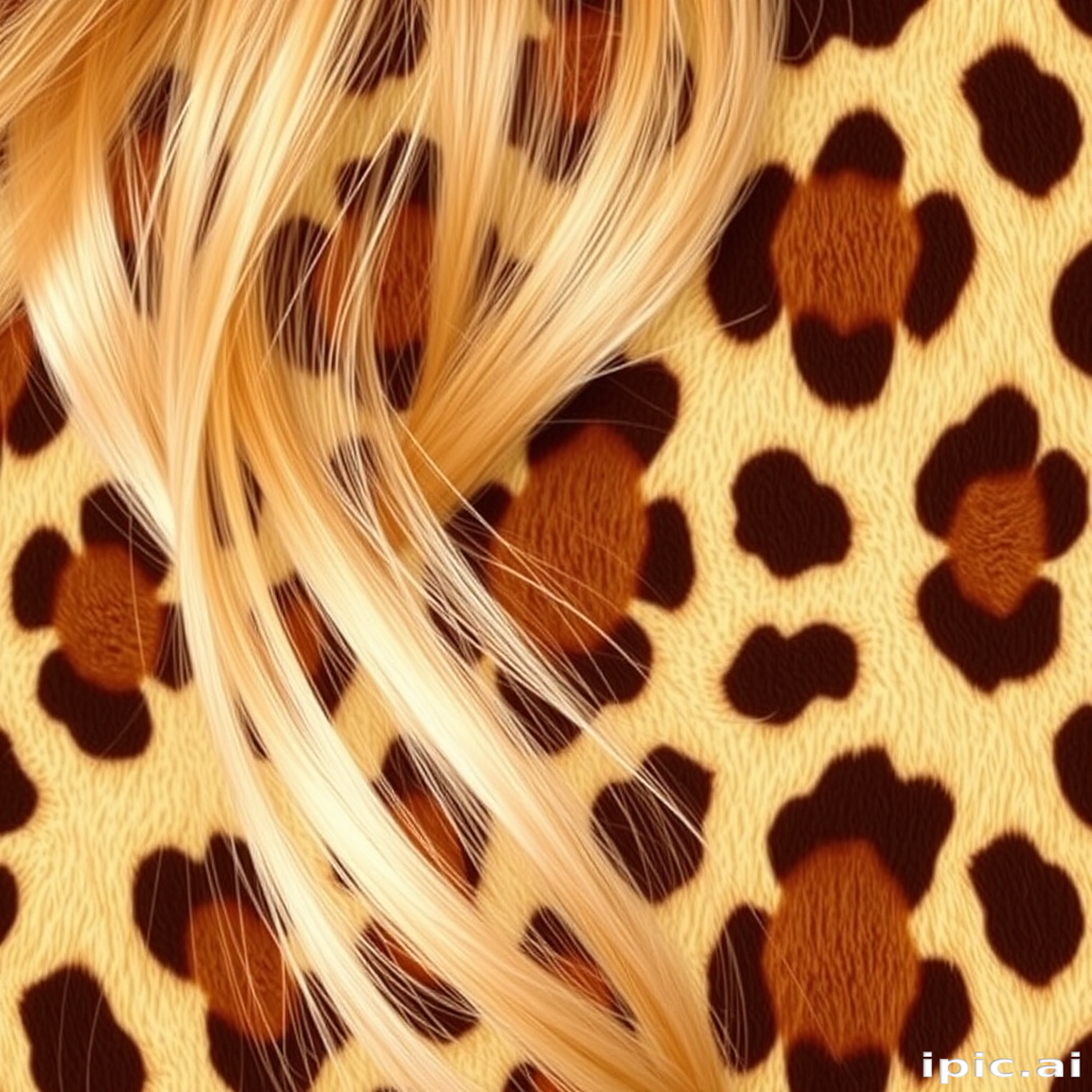 Bold leopard print hair featuring a blend of golden blonde and rich brown hues, designed by Savannah Spots, exhibiting a daring pattern with strategically placed dark spots on a light base