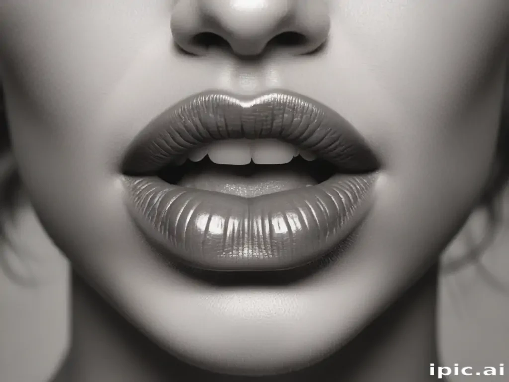 lips black and white clipart