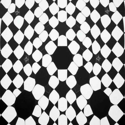 high contrast black and white checkerboard pattern, symmetrical design, 50mm lens, aperture f/8, ISO 100, shot from a top-down view with even lighting, digital camera