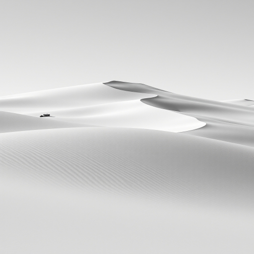 high-resolution image of sand dunes in black and white, focus on texture and shadows, camera settings: ISO 100, aperture f/8, shutter speed 1/250s, camera view: wide angle, camera style: minimalistic, camera type: DSLR