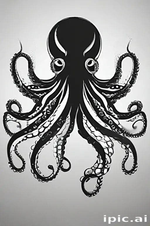 octopus clipart black and white