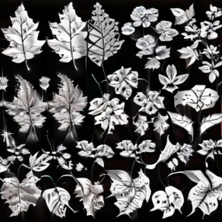 leaves clip art black and white