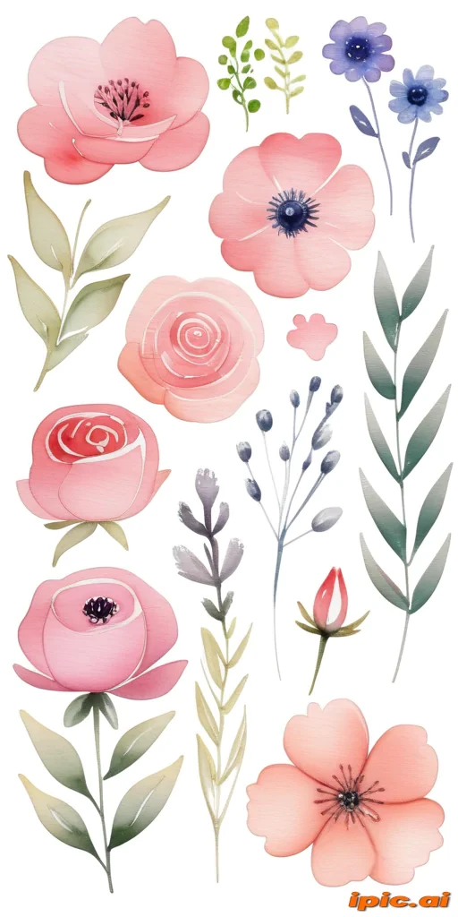 clipart watercolor flowers