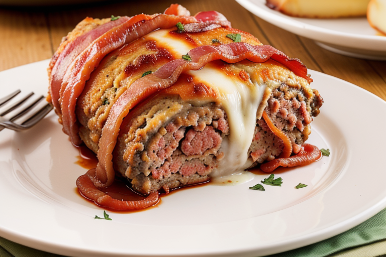 meatloaf stuffed with cheese wrapped in bacon