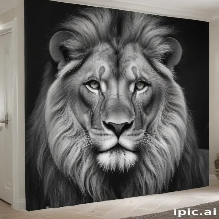 lion black and white