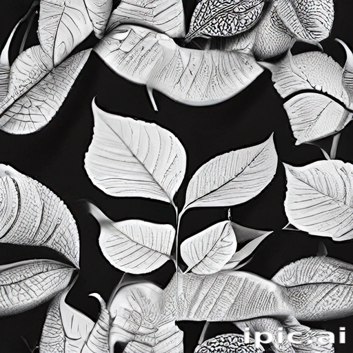 Intricate Patterns of White Leaves on a Black Background Design