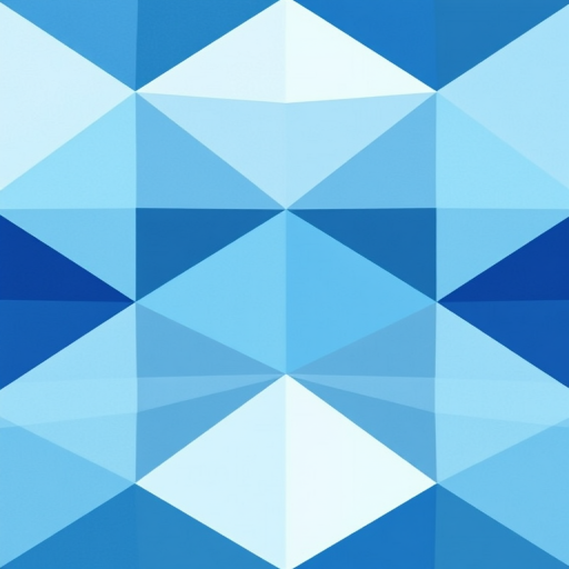 create a high-resolution abstract geometric pattern featuring various shades of blue triangles with smooth gradients using a DSLR camera with a 50mm lens, f/8 aperture, ISO 100, shot from a top-down view, with natural light for enhanced clarity and vibrancy