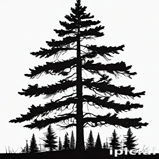pine tree clipart black and white