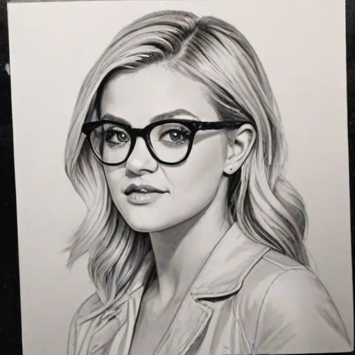 Dazzling Kelsea Ballerini, pencil sketch, portrait of Ravishing woman 1942s in glasses, hair style beatnik, outline, clear lines, fine lines, 8k