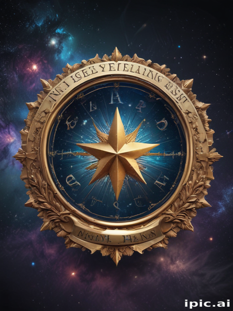 Intricately Designed Compass Surrounded by Cosmic Elements and ...