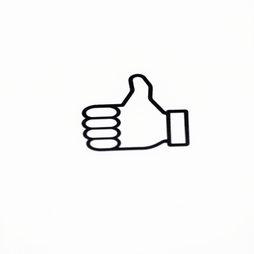 Create a high-resolution image of a black thumbs-up icon on a clean white background captured with a DSLR camera at f/4 aperture, ISO 100, 1/200 sec shutter speed, with a 50mm lens in a macro view to enhance detail and clarity.