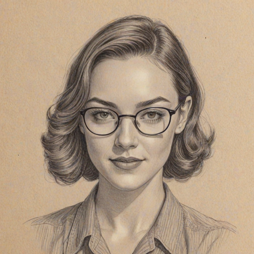 Lovely Violett Beane, pencil sketch, portrait of Beauteous woman 1948s in glasses, hair style beatnik, outline, clear lines, fine lines, 8k