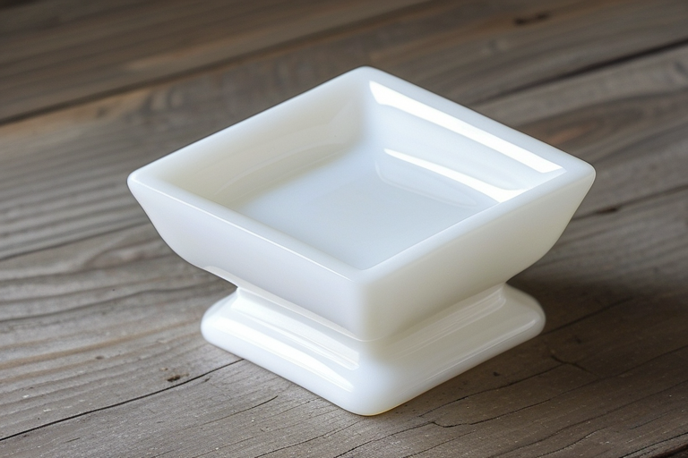 milk glass square candy dish