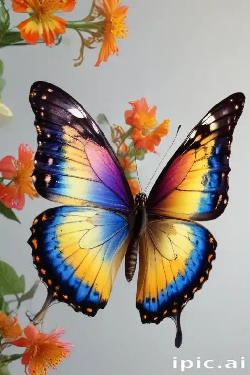 Vibrant Butterfly Displaying Stunning Colors Against a Floral Background