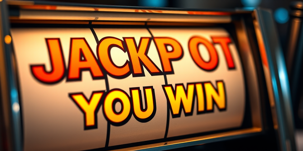 Create a highly detailed and realistic image of a classic slot machine with the text "JACKPOT" and "YOU WIN" displayed prominently, with vibrant colors, using a Canon EOS R5 camera, f/1.8 aperture, ISO 100, and 50mm lens in a close-up view with soft lighting to enhance texture and depth.