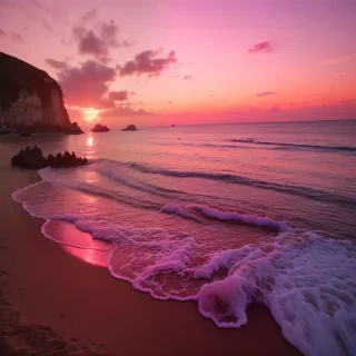 pink beach sunset