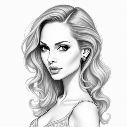 taylor swift caricature. A pencil-drawn caricature of the actress Angelina Jolie