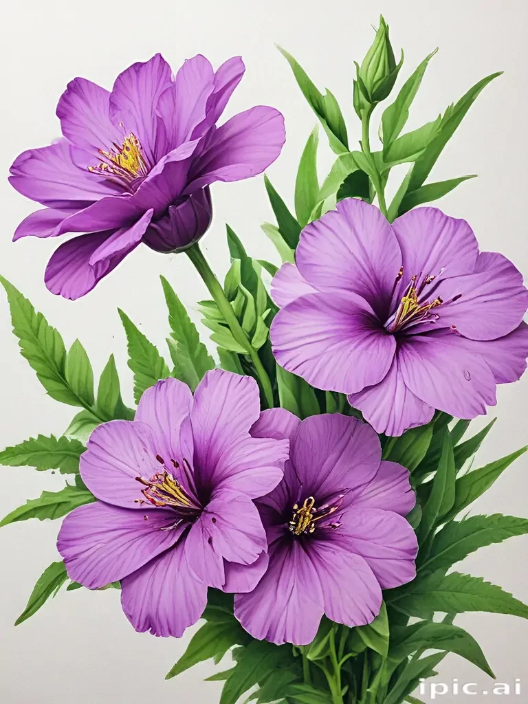 purple flowers drawing