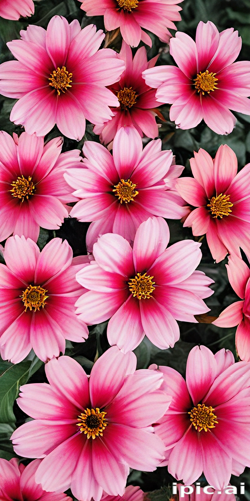 Vibrant Pink Flowers Blooming Together in a Lush Green Garden