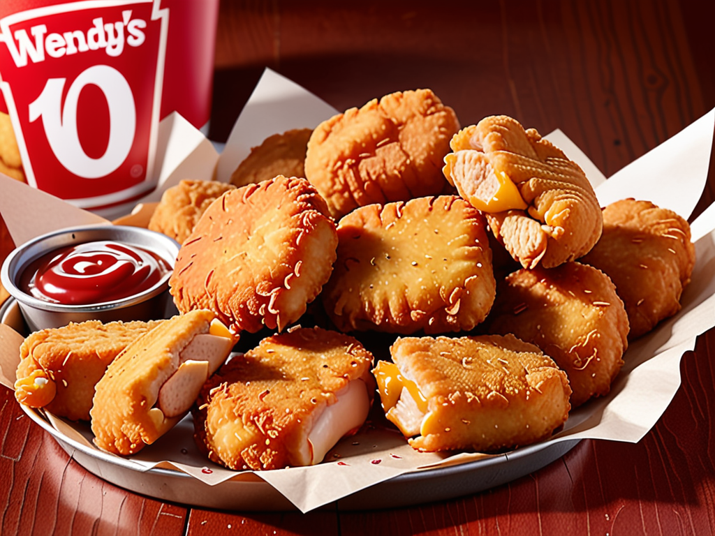 A Delicious Platter of Wendy's Crispy Chicken Nuggets with Dipping Sauce.