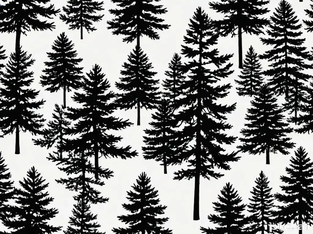 pine tree clip art black and white