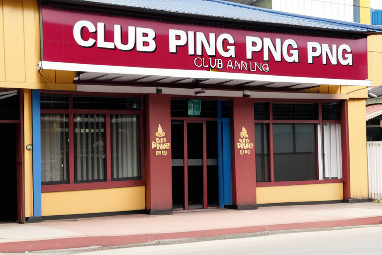 A Brightly Colored Building Displaying the Name of Club Ping PNG.